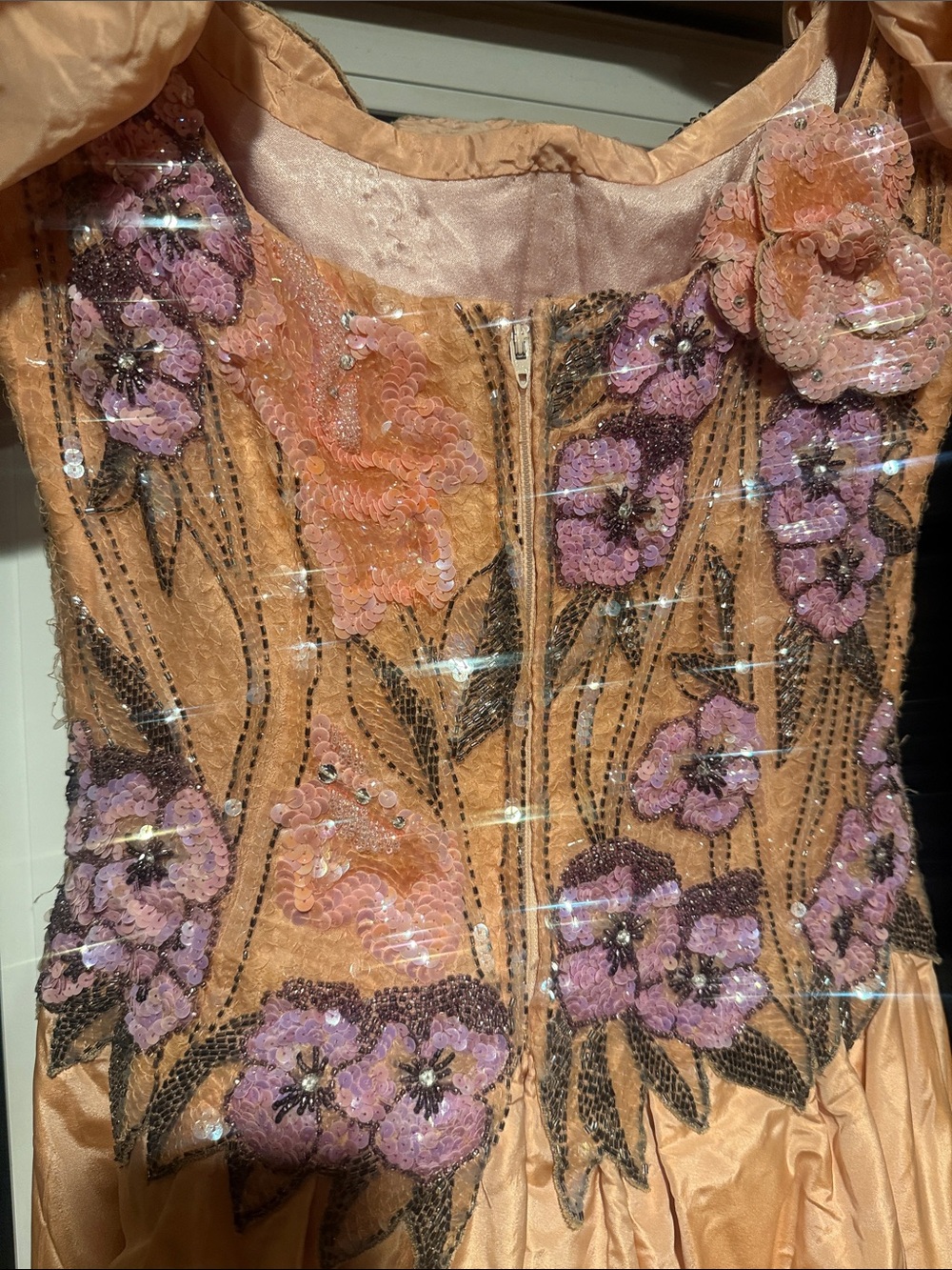 Vintage Bob Mackie I. Magnin Silk Sequined Prom Gown Peach Pink Size 2 - Picture 11 of 12